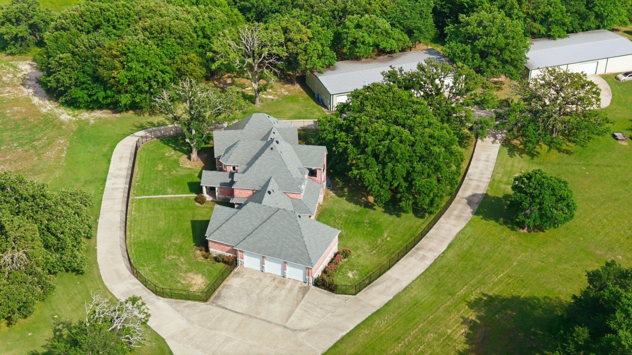 Aerial of the primary production site looking across the fields