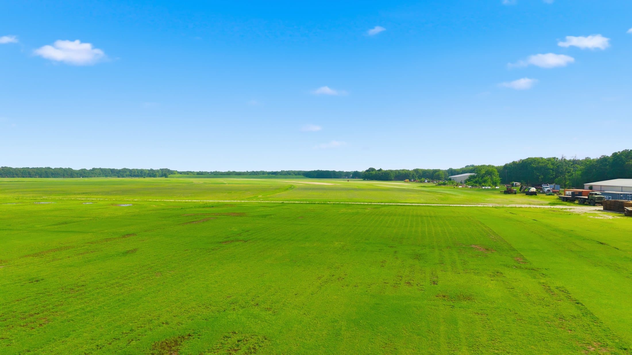 Summer aerial of cropped production blocks at the primary site