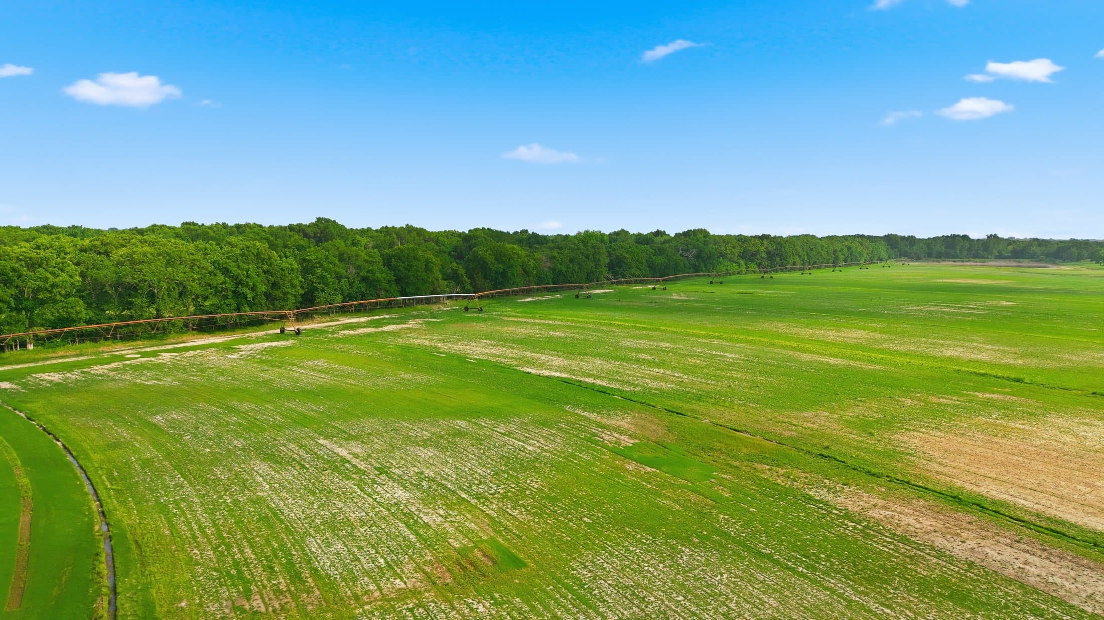Summer aerial of cropped production blocks at the primary site